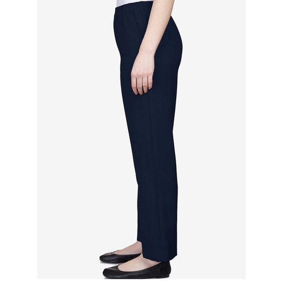 Alfred Dunner Classics Womens Petite Casual Navy Blue Elastic Waist Pants 16P - Picture 4 of 8